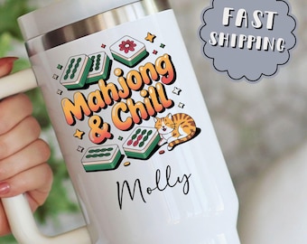 Personalized Mahjong Tumbler: Stainless Steel Travel Mug, Mahjong Lover Gift