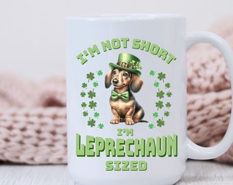 Dachshund Lover Gift Mug For St. Patrick's Day, Dog Mom Gift, Funny Wiener Dog Mug, Gift For Doxie Lover Coffee Mug