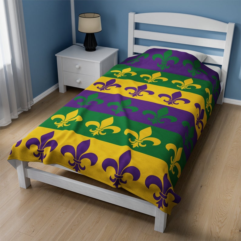 Gold Foil Mardi Gras Fleur De Lis Velvet Pillow