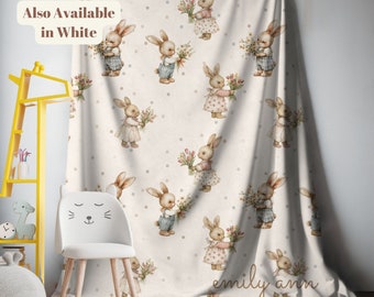 Floral Easter Bunny Baby Blanket Personalized
