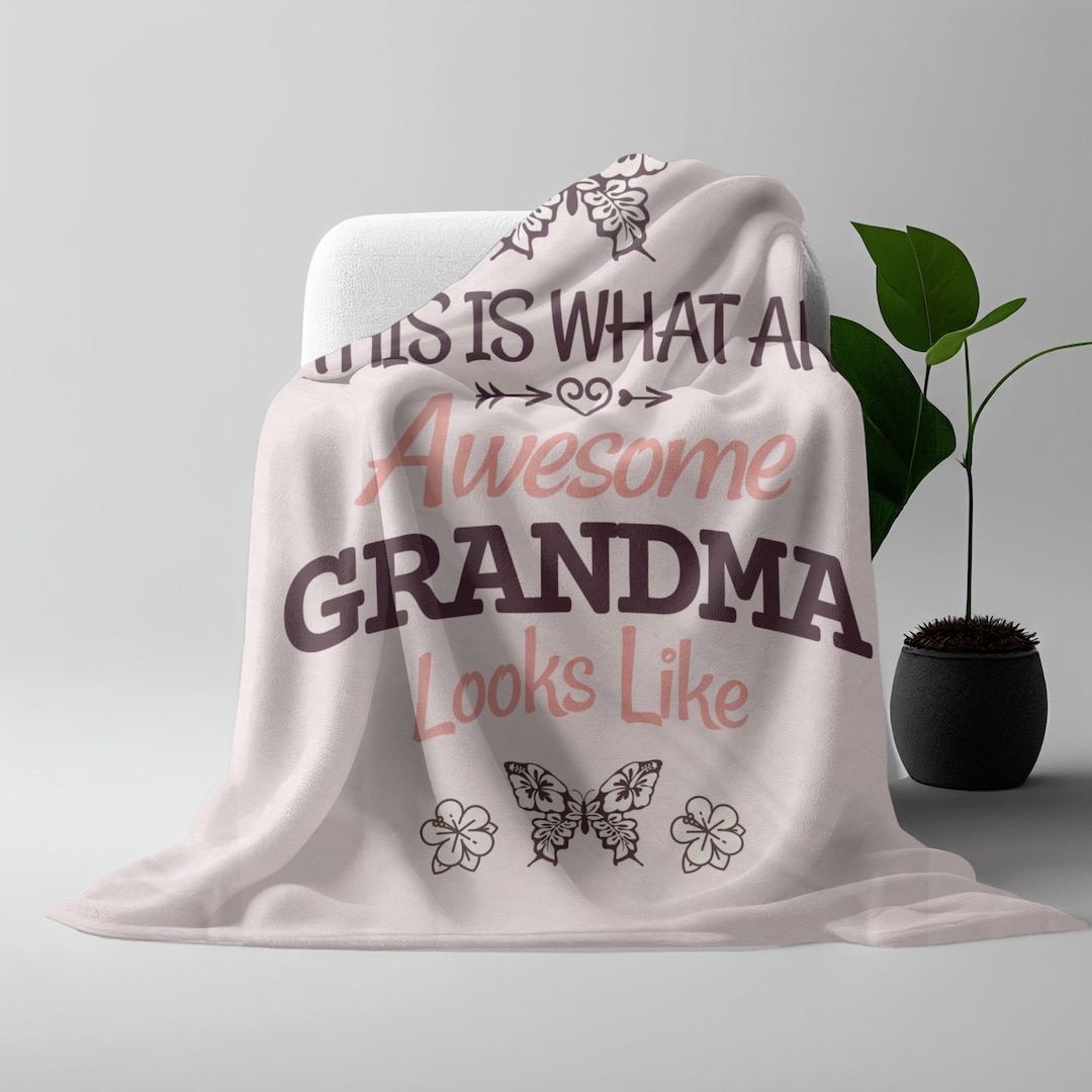 Gift for Grandma Butterfly Blanket for Grandma From Grandkids, Birthday