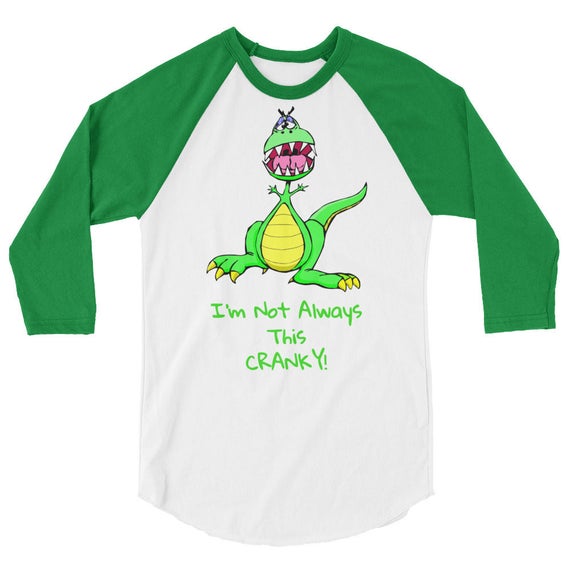 Funny Cranky Dinosaur Unisex 3/4 sleeve raglan shirt Gift for | Etsy