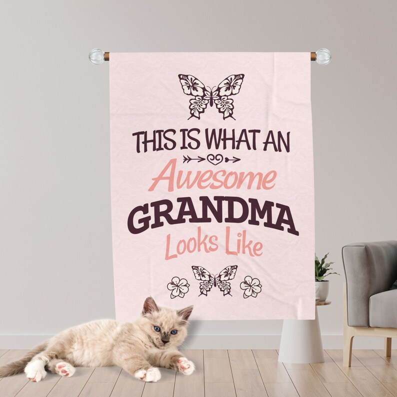 Gift for Grandma Butterfly Blanket for Grandma From Grandkids, Birthday