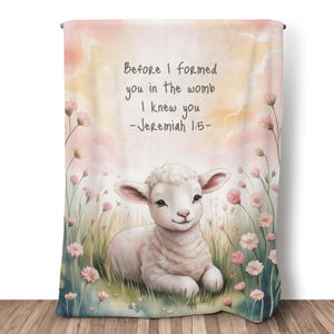 Christian Baby Blanket With Verse Jeremiah 1:5, Christian Baby Gift, Plush Baby Blanket, Baby Shower Gift For Girl