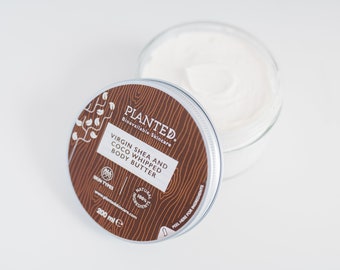 Manteca corporal batida vegana de cacao y karité cruda 100 % natural / Fabricada a mano de manera sustentable en lotes frescos / Para todo tipo de pieles y todos los géneros