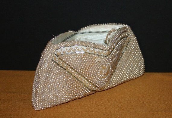 VTG LaRegale of Japan Seed Faux Pearl Evening Bag… - image 8