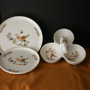 Vintage French Pottery Decors Moustiers 3 Piece Serving Set R-391
