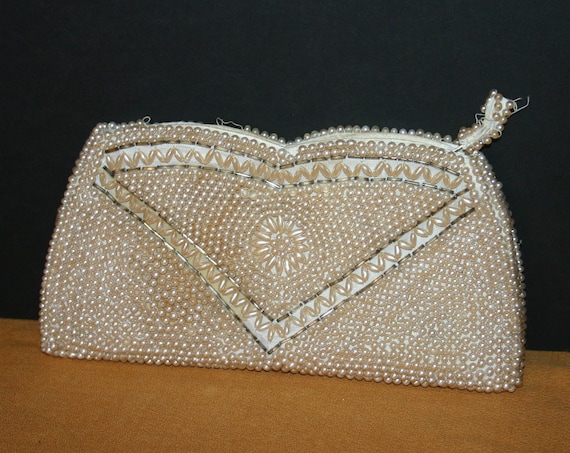 VTG LaRegale of Japan Seed Faux Pearl Evening Bag… - image 1