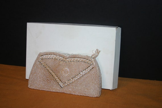 VTG LaRegale of Japan Seed Faux Pearl Evening Bag… - image 3