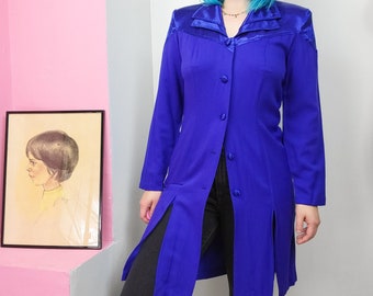 Vintage 90s Indigo Front Slit Blazer Dress