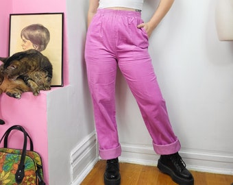 Vintage 80s Merona Pinkish Purple Elastic Waist Corduroy Pants