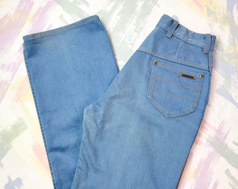 vintage 1970s Tour de France taille haute droite / jambe large Blue Jeans