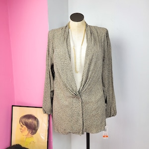 Vintage 90s Deadstock Animal Print Plunging Neckline Blouse