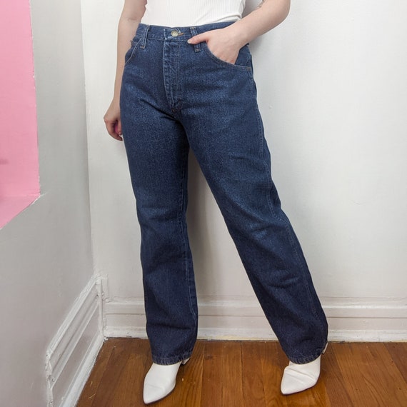 Vintage 90s Dark Wash Straight Leg Jeans (Unisex) - image 7