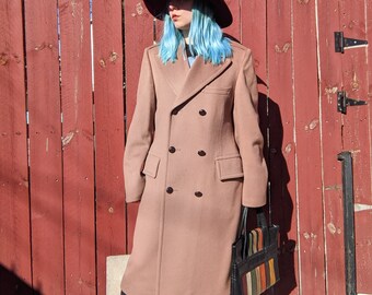women's camel colored peacoat
