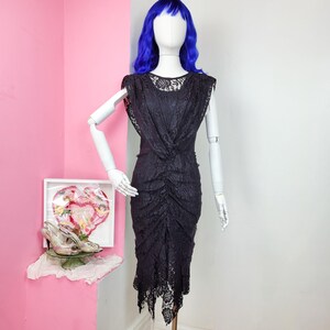 Vintage 80s Black Lace Sexy Wiggle Dress