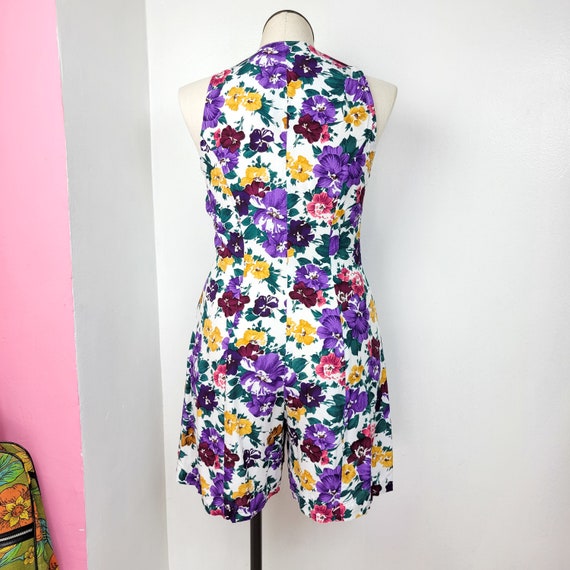 Vintage 90s Express Purple Multi Floral Print Sle… - image 4