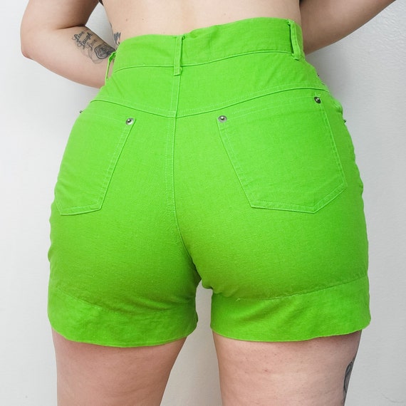 Vintage 90s Lime Green High Waist Shorts - image 7