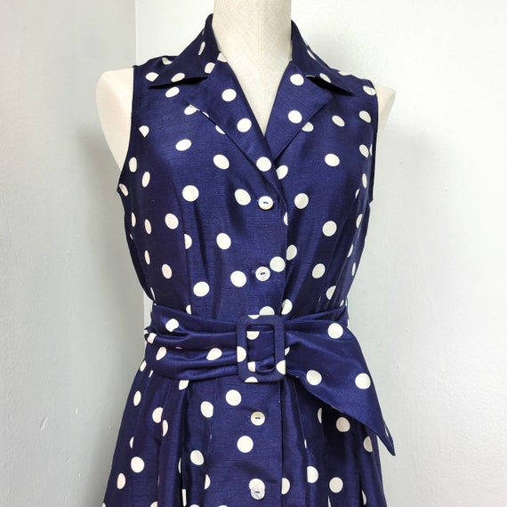 Vintage 90s Does 50s Retro Style Navy & White Pol… - image 6