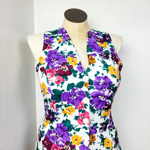 Vintage 90s Express Purple Multi Floral Print Sle… - image 2