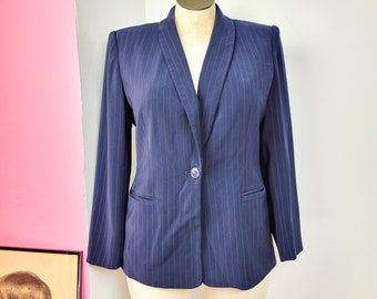 Vintage 90s Jones New York Navy Pinstripe Blazer Jacket