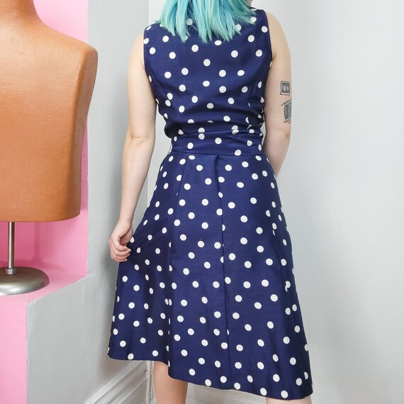 Vintage 90s Does 50s Retro Style Navy & White Pol… - image 3