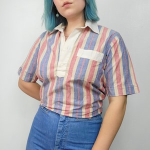 Vintage 70s/80s Red & Blue Striped Polo Shirt