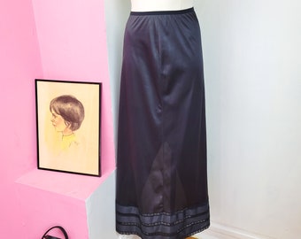 Vintage 70s Black Full Length Half Slip Skirt