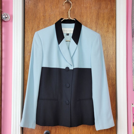 Vintage 90s Casual Corner Baby Blue & Black Color… - image 4