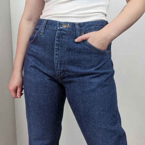 Vintage 90s Dark Wash Straight Leg Jeans (Unisex) - image 9