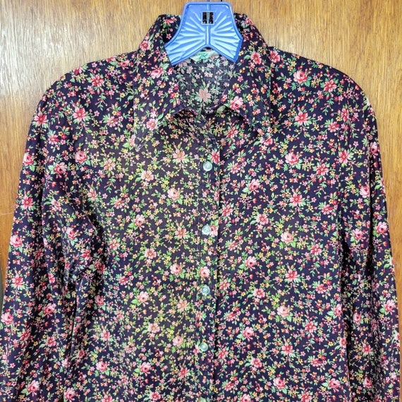 Vintage 1970s Floral Print Button Down Shirt - image 5