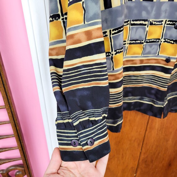 Vintage 90s Multi Color Striped Geometric Printed… - image 5