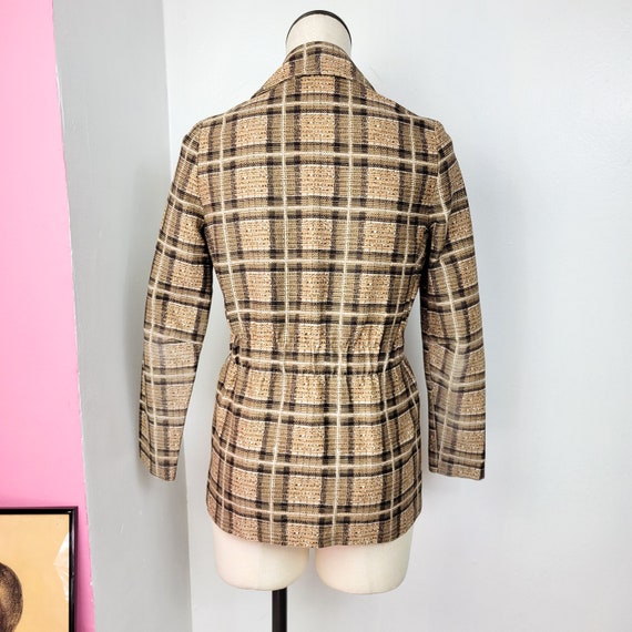 Vintage 1970s Brown / Tan Plaid Print Blazer Jack… - image 2