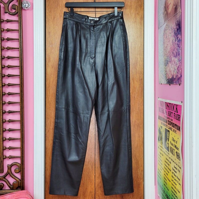 Vintage 80s/90s Bagatelle Black Leather High Waist Pants - Etsy