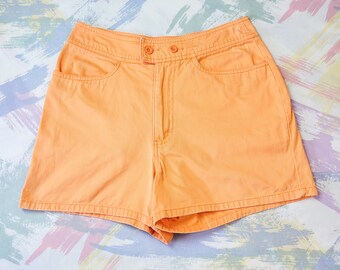 Vintage 90s Basic Editions Bright Neon Orange High Waist Shorts