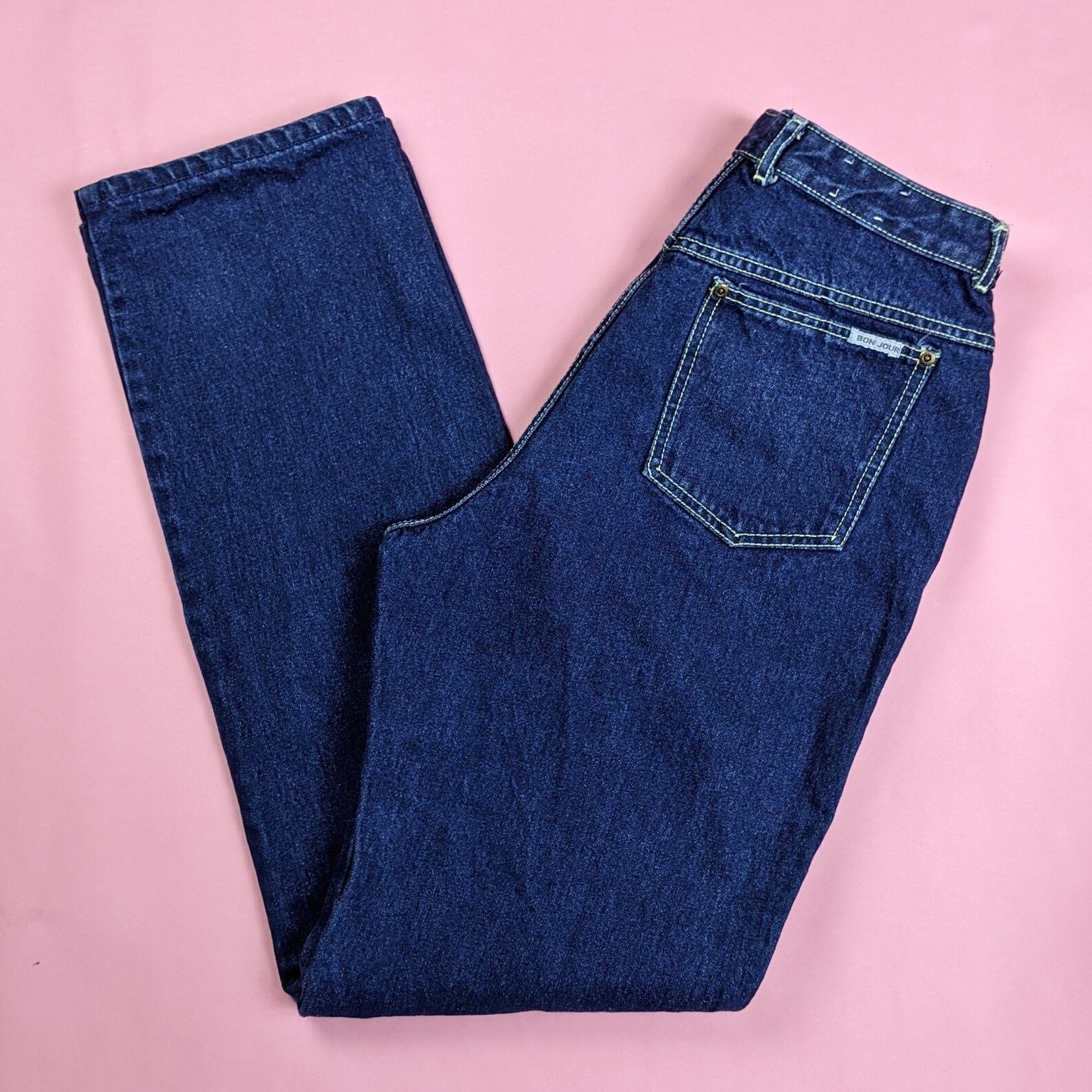 VTG 80s Bonjour Dark Wash High Waisted Straight Leg Jeans Etsy