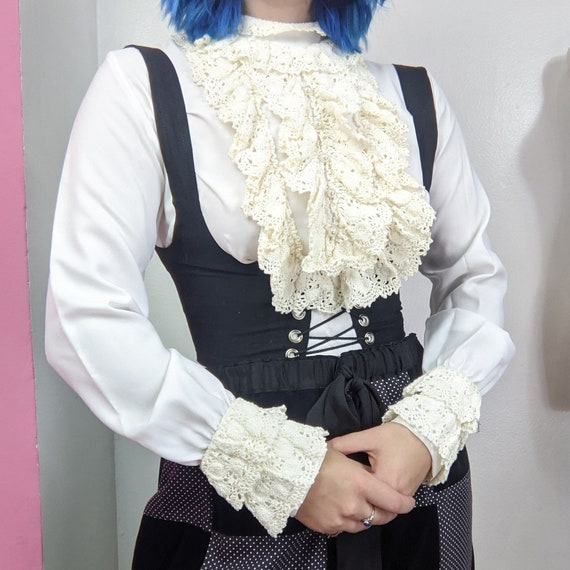 White Crochet Lace Collar, Vintage Style Collar, Lolita Fashion