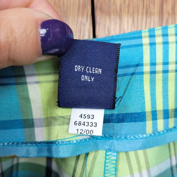 Vintage Y2K Gap Blue & Green Plaid Silk Cropped P… - image 7