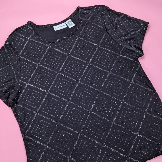 VTG 90s Black Glittery Diamond Geometric Print Dressy Tshirt - Etsy