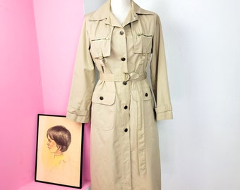 Vintage 1970s Jofeld Classic Khaki Trench Coat