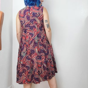 Vintage 1970s David Brown x I. Magnin Paisley Print Sleeveless Tent Dress image 3