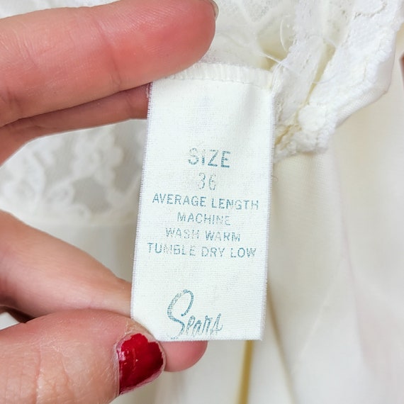 Vintage 70s Sears White Lace Bodice Slip Dress - image 7