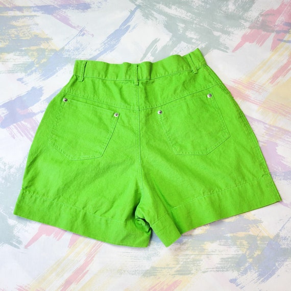 Vintage 90s Lime Green High Waist Shorts - image 3
