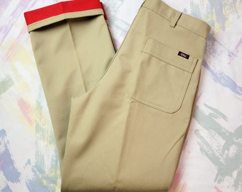 Vintage 70s Deadstock Red Lined Khaki Thermal Jeans