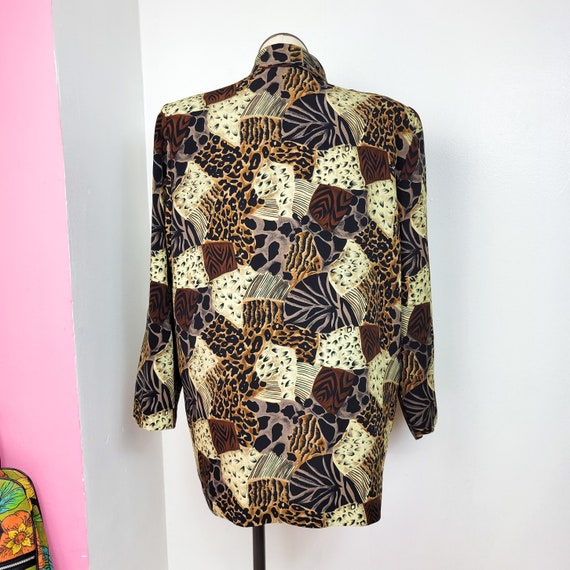 Vintage 80s Animal Print Patchwork Blazer Jacket - image 3