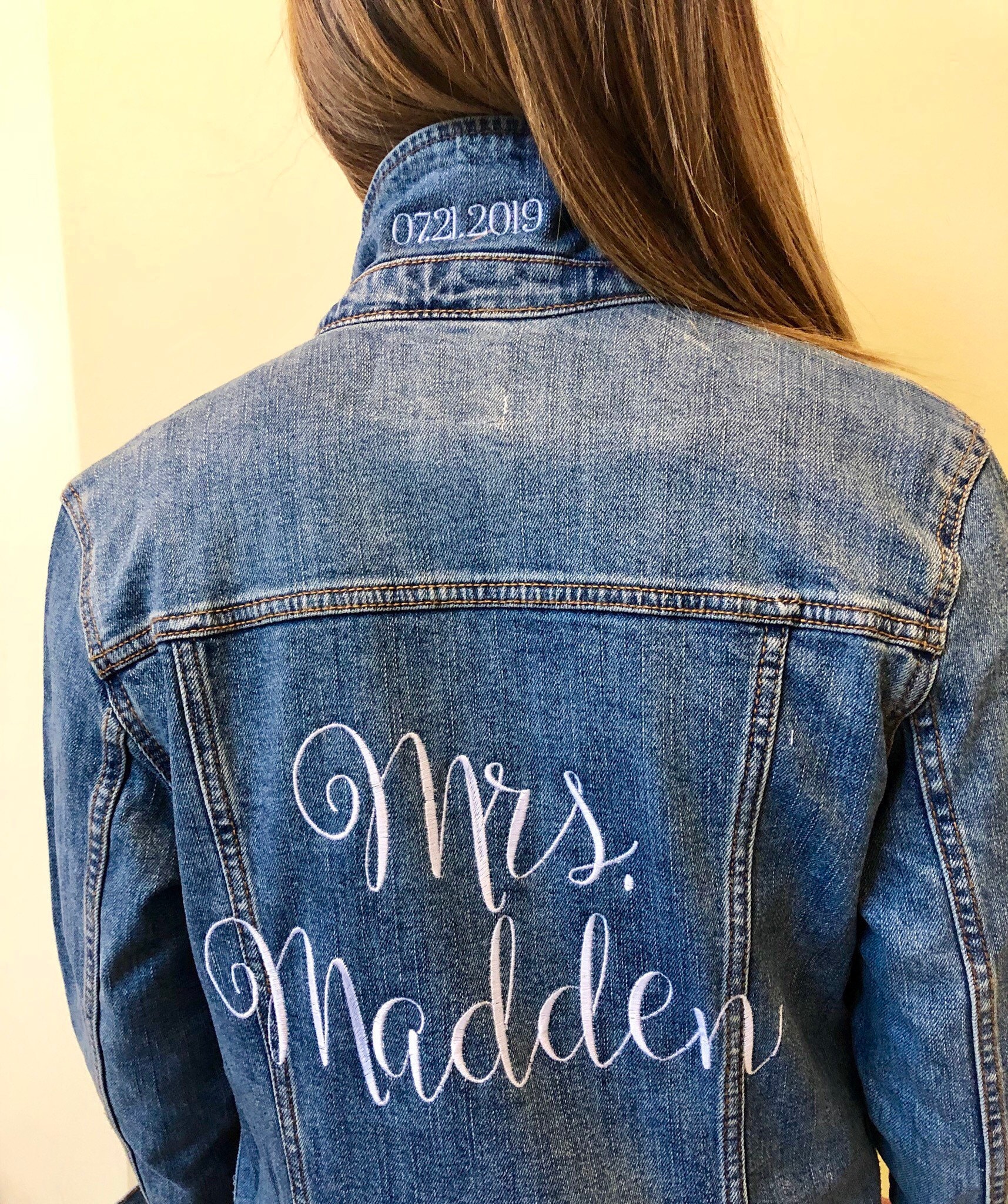 Mrs. Denim Jacket Custom Mrs. Jean Jacket Embroidered Bride Etsy