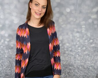 Star Sweater Red grey with loop collar 50-164