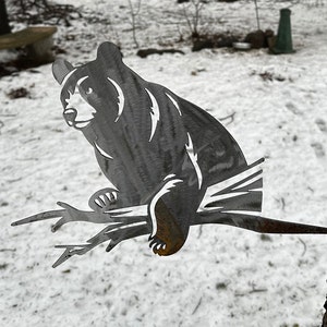 Metal Bear on Hammer in Branch