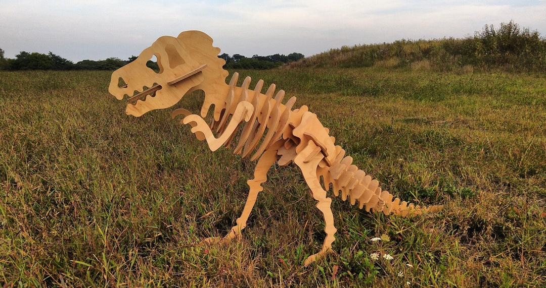 Wooden Puzzle T Rex Skeleton Puzzle DIY T-Rex Dinosaur STEM Kit 3D - Main Image