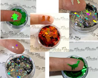 Toy Story Glitter: Alien, Rocket, Rex Dino, Cowboy Boots, Star - Holographic Silver